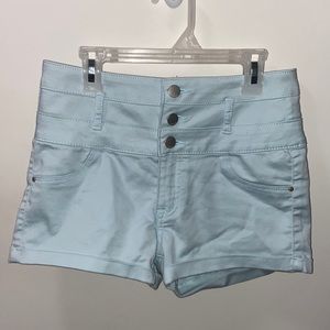 Refuge Teal High-Waisted Jean Shorts